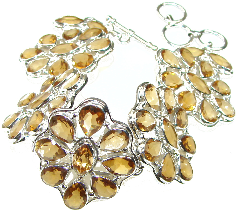 Touch Of Life! Yellow Citrine Sterling Silver Bracelet