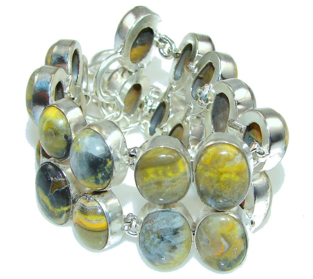 Special Yellow secret! Bumble Bee Jasper Sterling Silver Bracelet