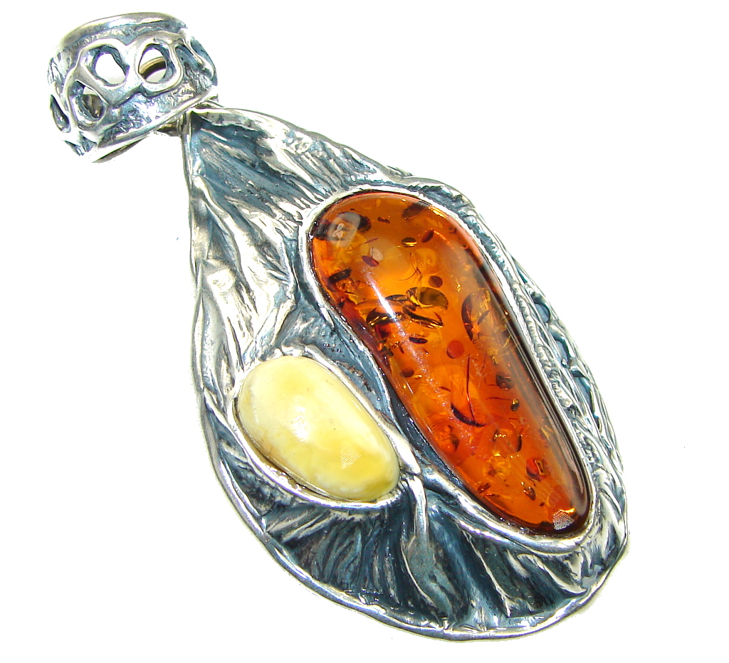 Vintage Style! Butterscotch , Brown Amber Sterling Silver pendant