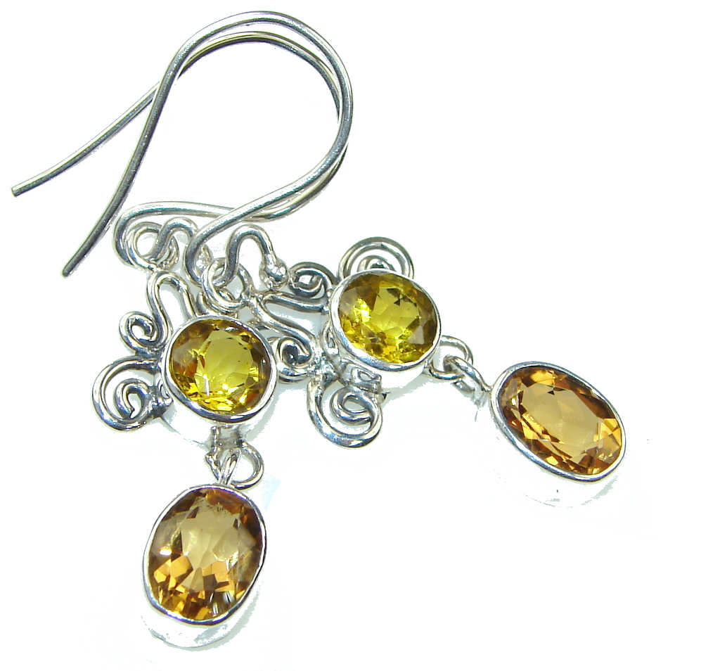 Charming! Yellow Citrine Sterling Silver earrings
