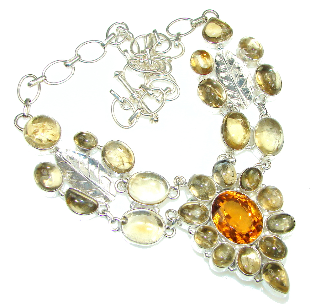 Perfect Design! Golden Rutilated Quartz, Honey Topaz Sterling Silver necklace