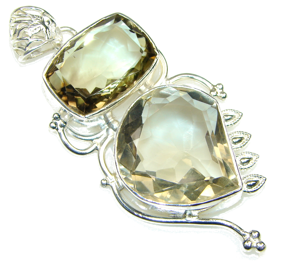 Big! Love's Light! Delicate Yellow Citrine Sterling Silver Pendant