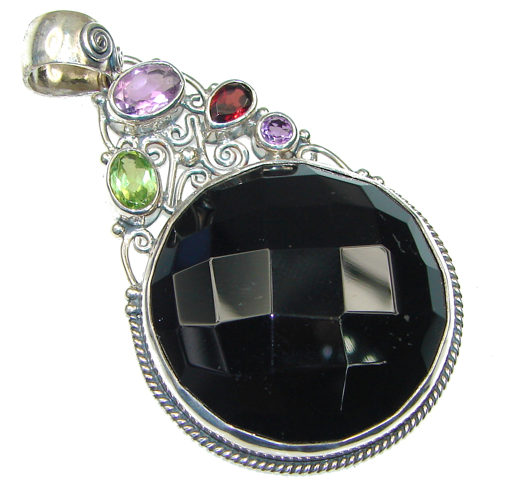 Amazing! Black Onyx Sterling Silver Pendant