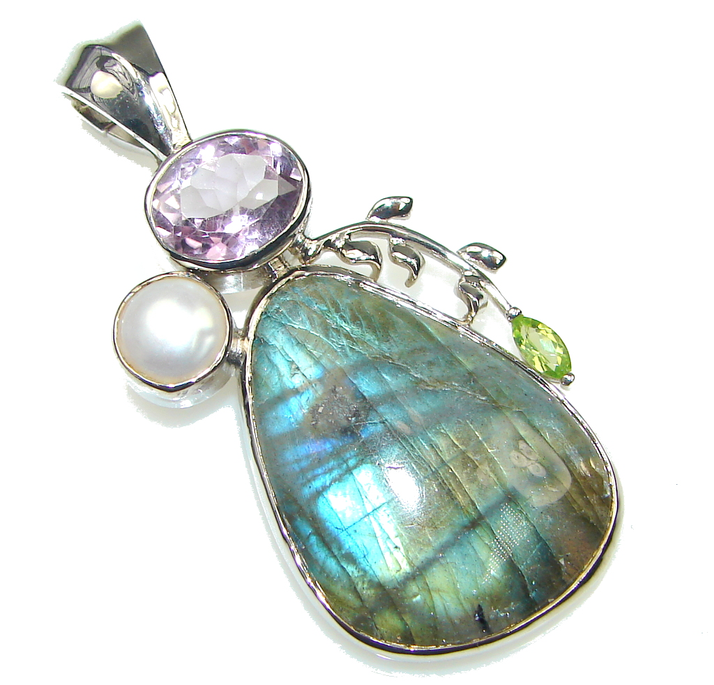 Exclusive! AAA Blue Labradorite Sterling Silver Pendant