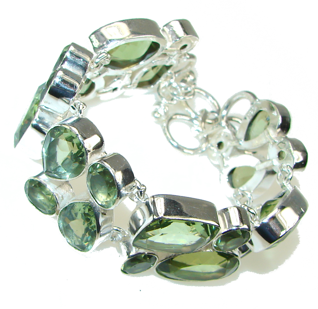 Green Island! Created Green Amethyst Sterling Silver Bracelet