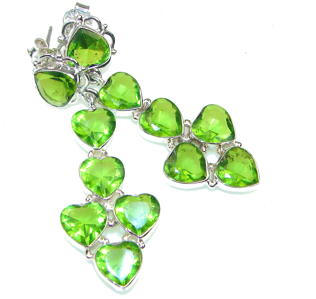 Excellent Created Green Peridot Sterling Silver earrings