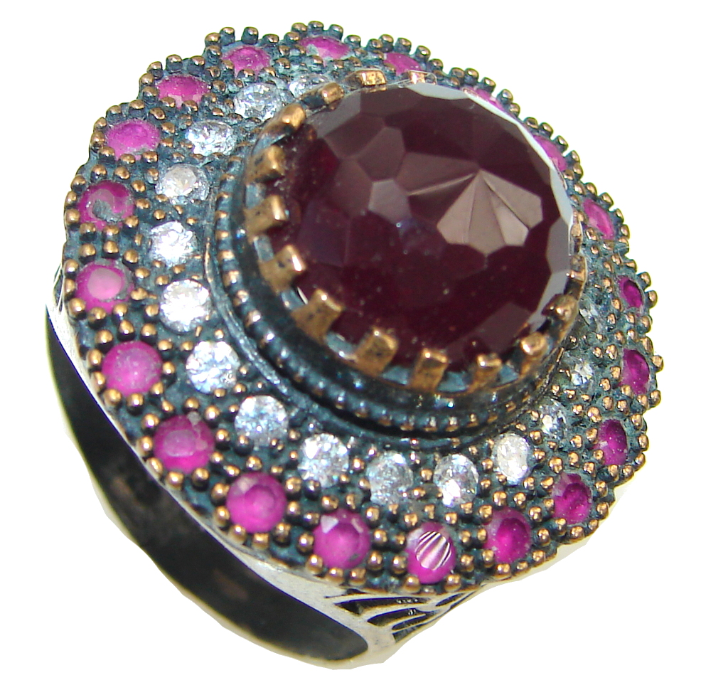 True Love! Red Garnet Quartz Sterling Silver ring s. 9