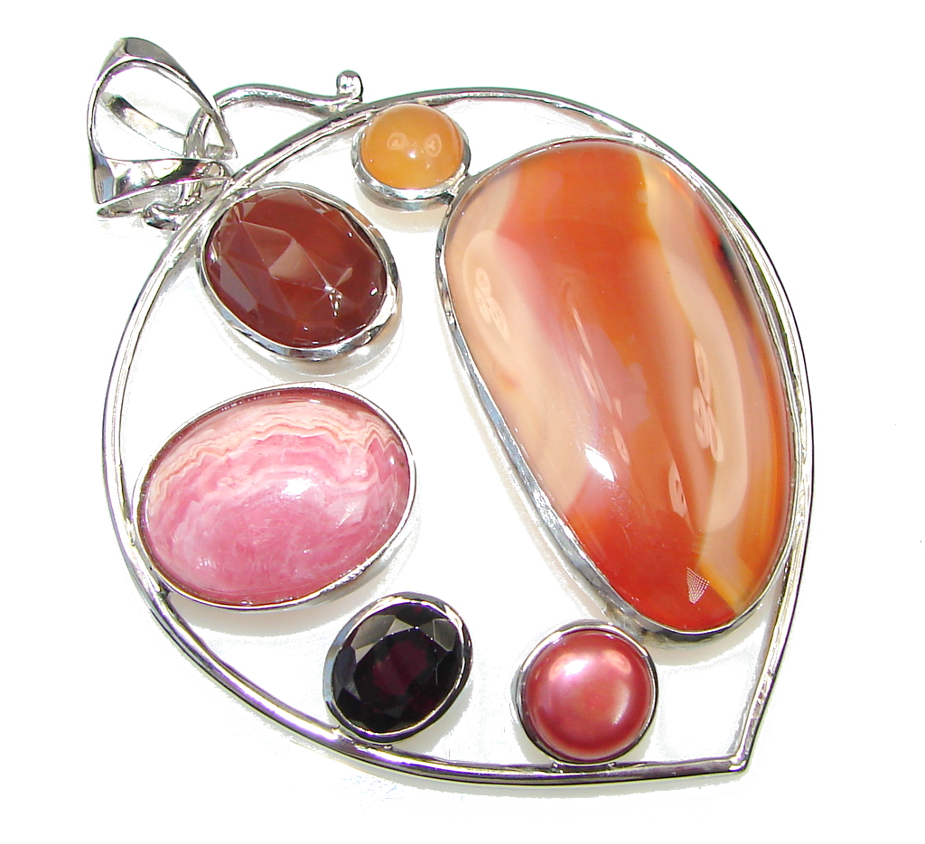 Huge! Pale Beauty Botswana Agate Sterling Silver Pendant