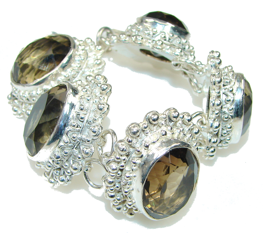 Sands Of Time! Brown Smoky Topaz Sterling Silver Bracelet