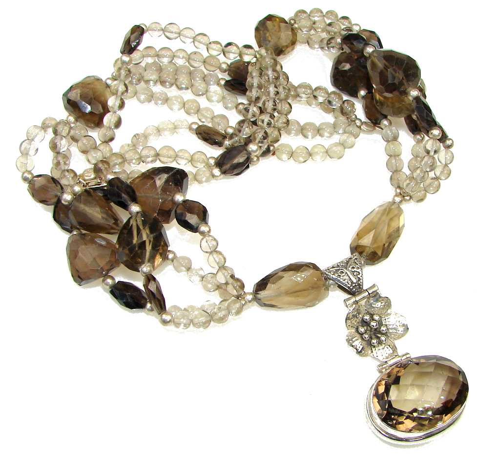 Galaxy Queen! Brown Smoky Topaz Sterling Silver necklace