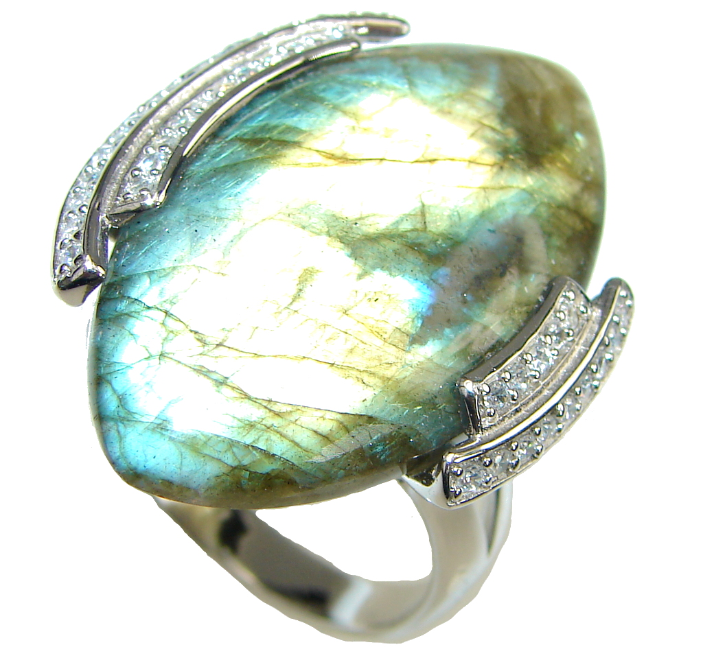 Faith In Love! Blue Labradorite Sterling Silver ring s. 11 1/4