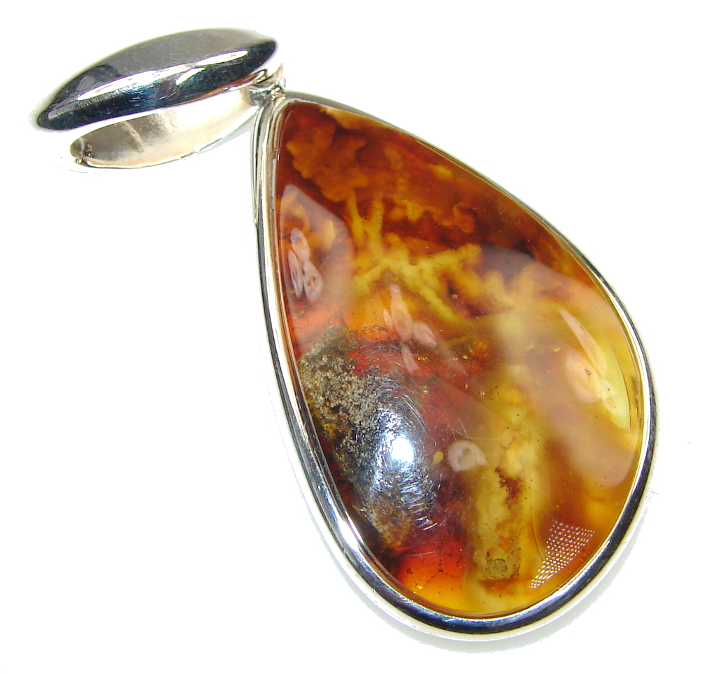 Amazing! Baltic Polish Amber Sterling Silver pendant