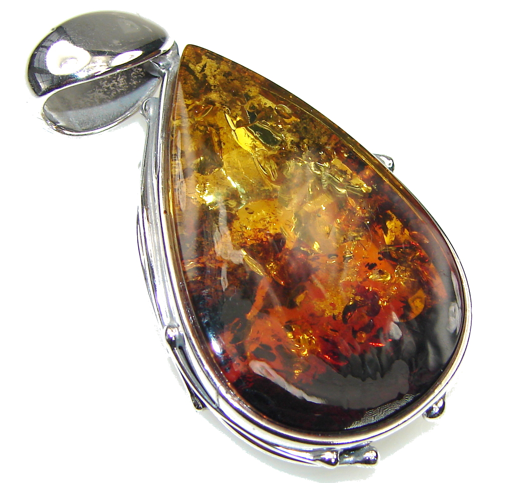 Awesome! Baltic Polish Amber Sterling Silver pendant