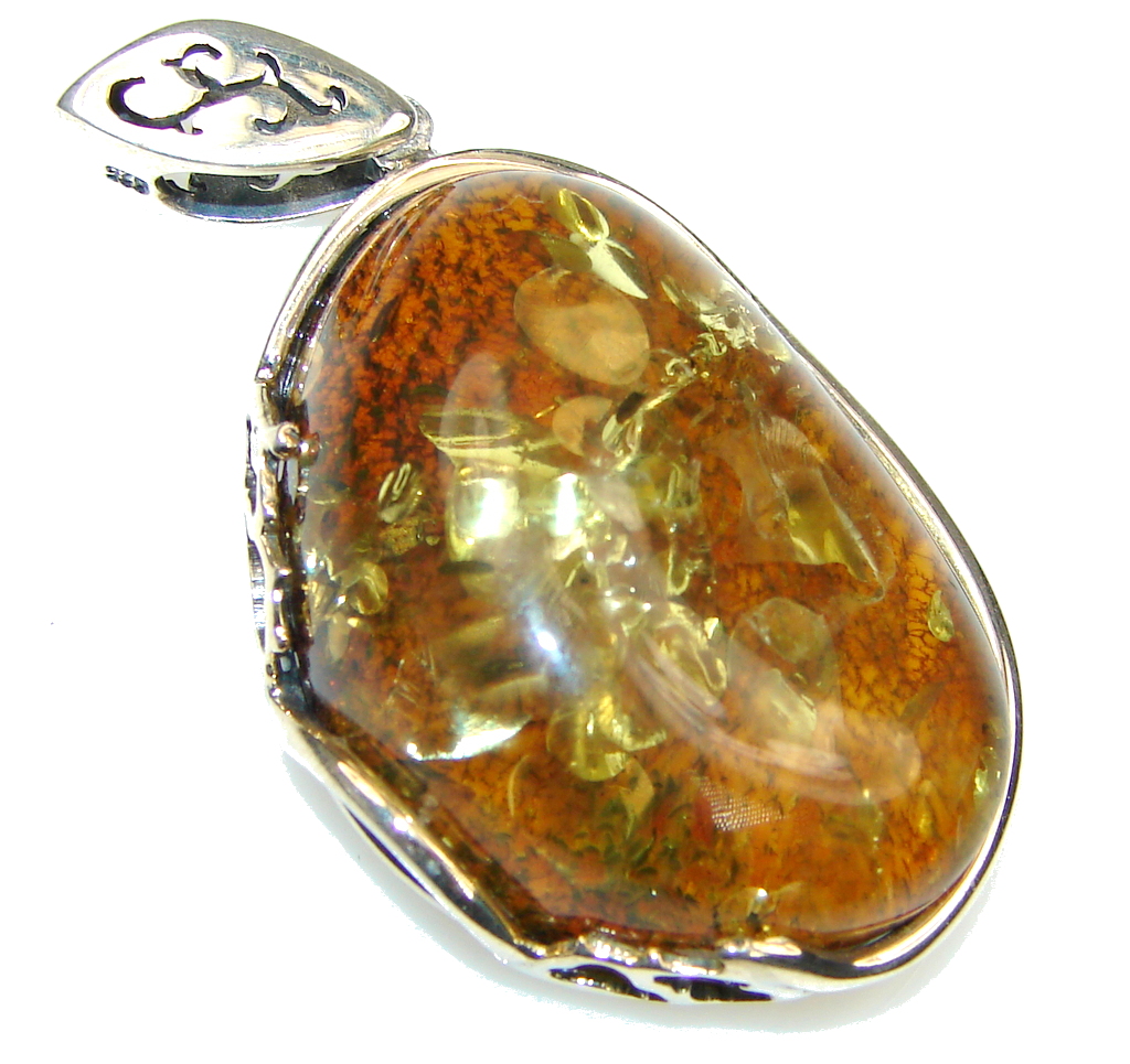 Beautiful! Baltic Polish Amber Sterling Silver pendant