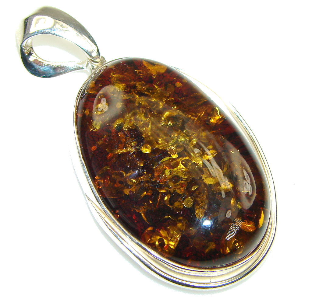 Marvelous! Baltic Polish Amber Sterling Silver Pendant