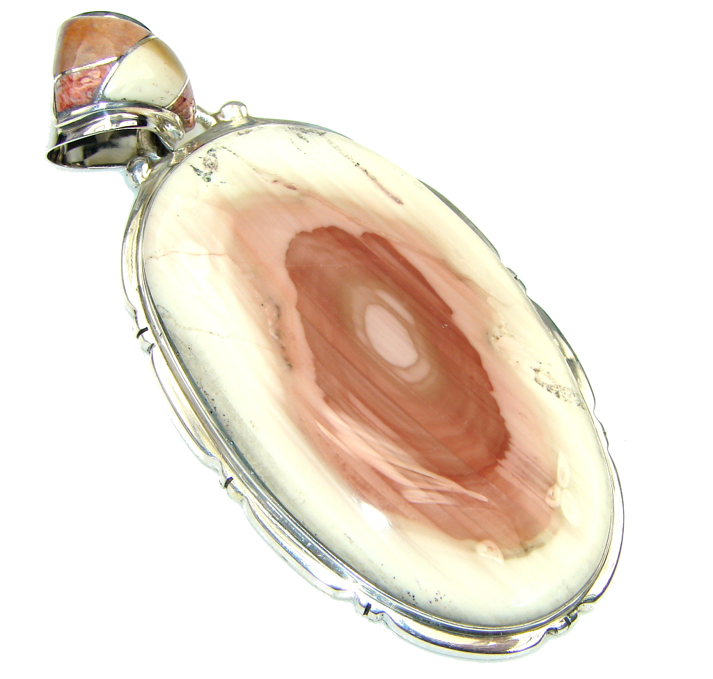 Big! Stunning! AAA + Imperial Jasper Sterling Silver Pendant