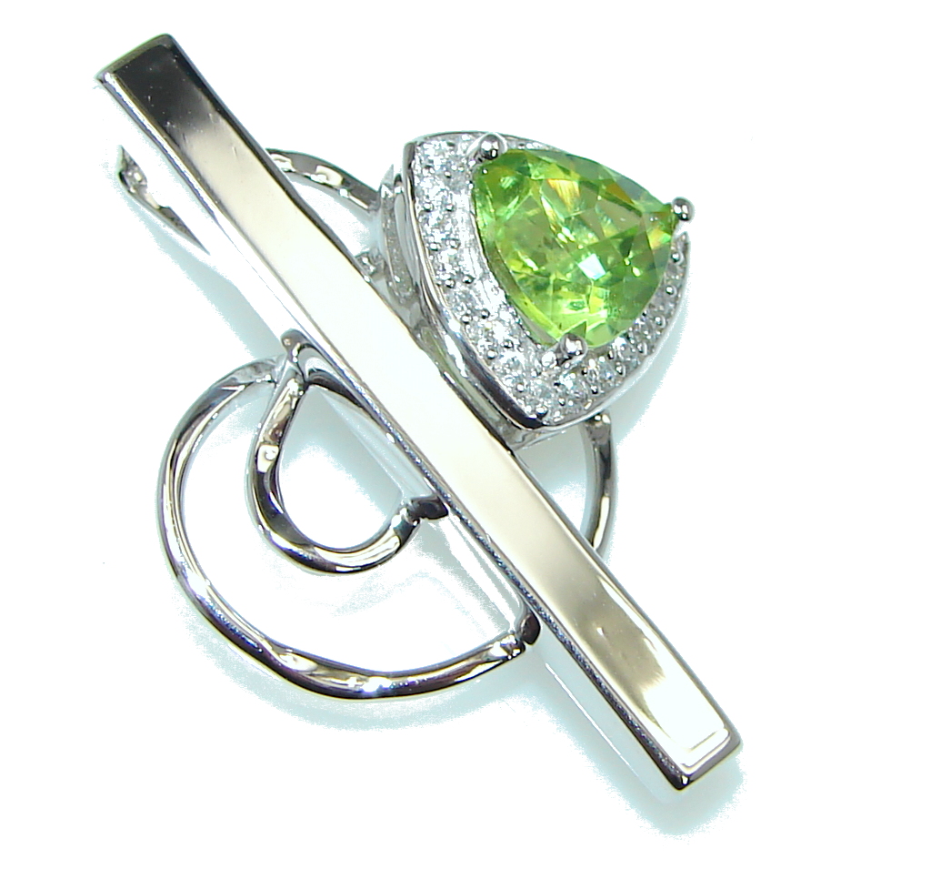 Delicate! Green Peridot & White Topaz Sterling Silver Pendant