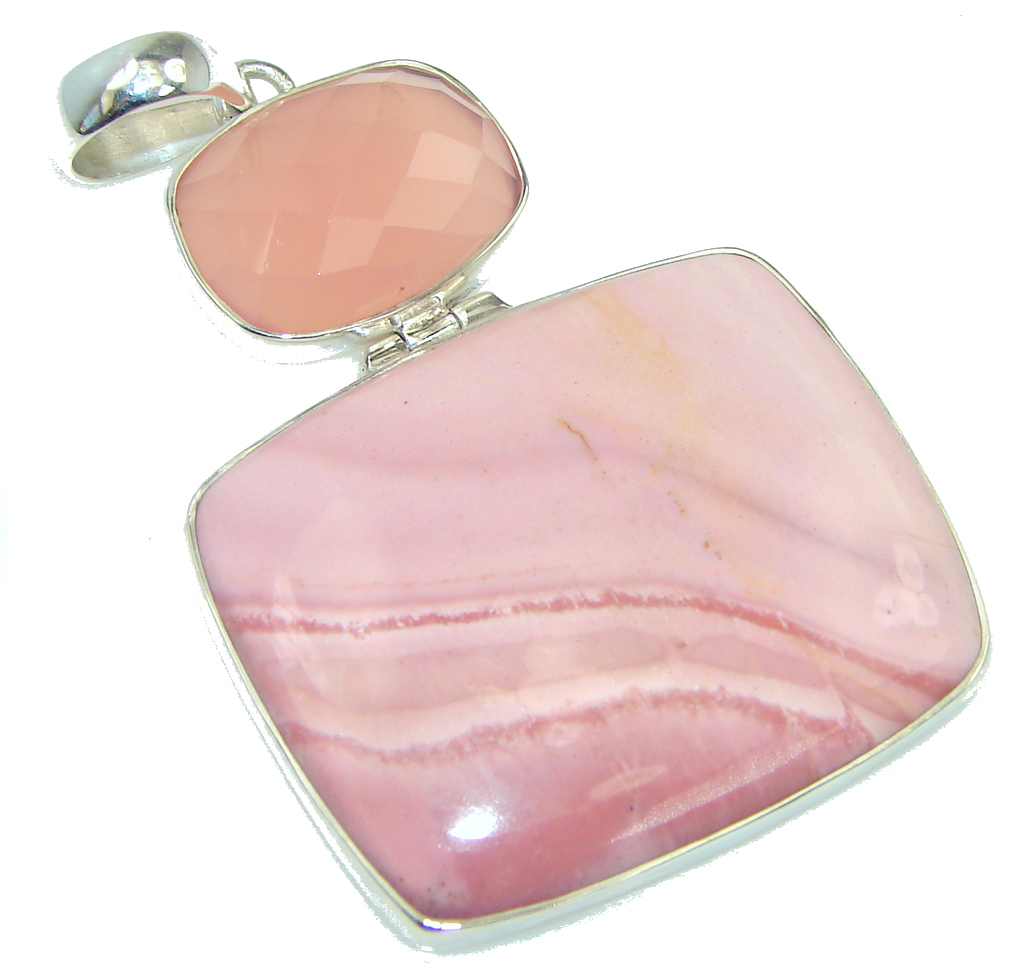 Big! Trade Secret! AAA Pink Opal Sterling Silver Pendant