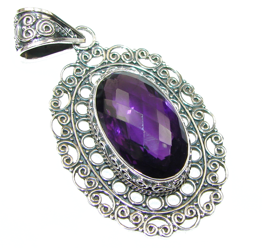 Bali Secret! Purple Amethyst Quartz Sterling Silver Pendant