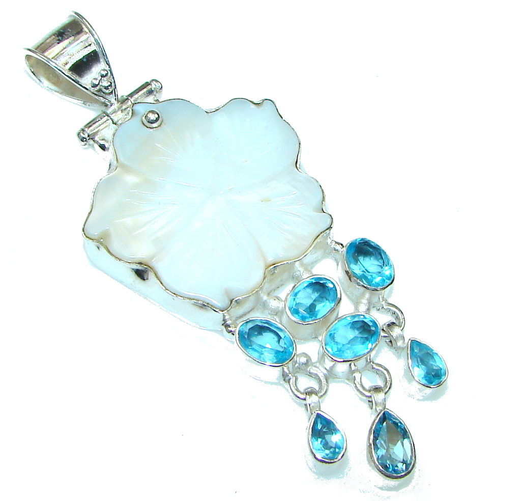 Big! Perfect Flower! Blister Pearl Sterling Silver pendant