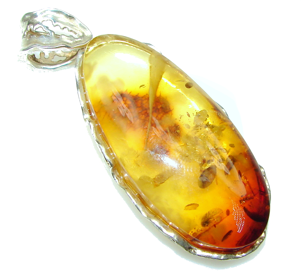 Beautiful! Baltic Polish Amber Sterling Silver Pendant