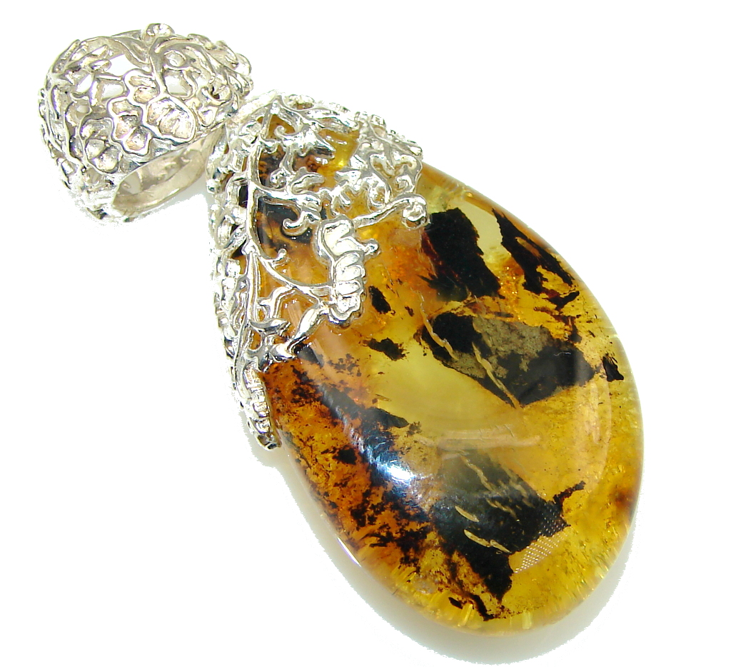 New Fashion! Baltic Polish Amber Sterling Silver Pendant