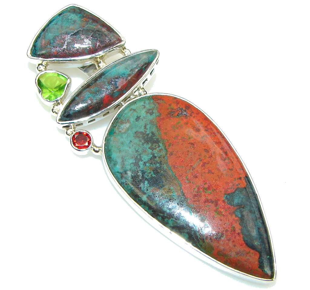 Big! Amazing Red Sonora Jasper Sterling Silver Pendant
