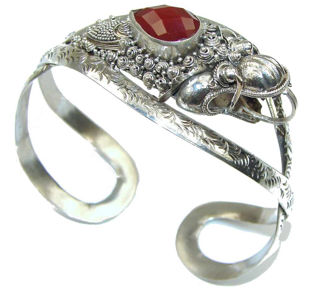 Fashion Design! Brown Agate Sterling Silver Bracelet / Cuff