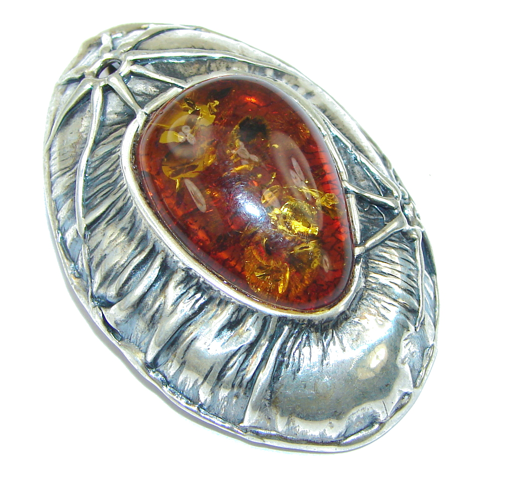 Natural Beauty! Baltic Polish Amber Sterling Silver Pendant