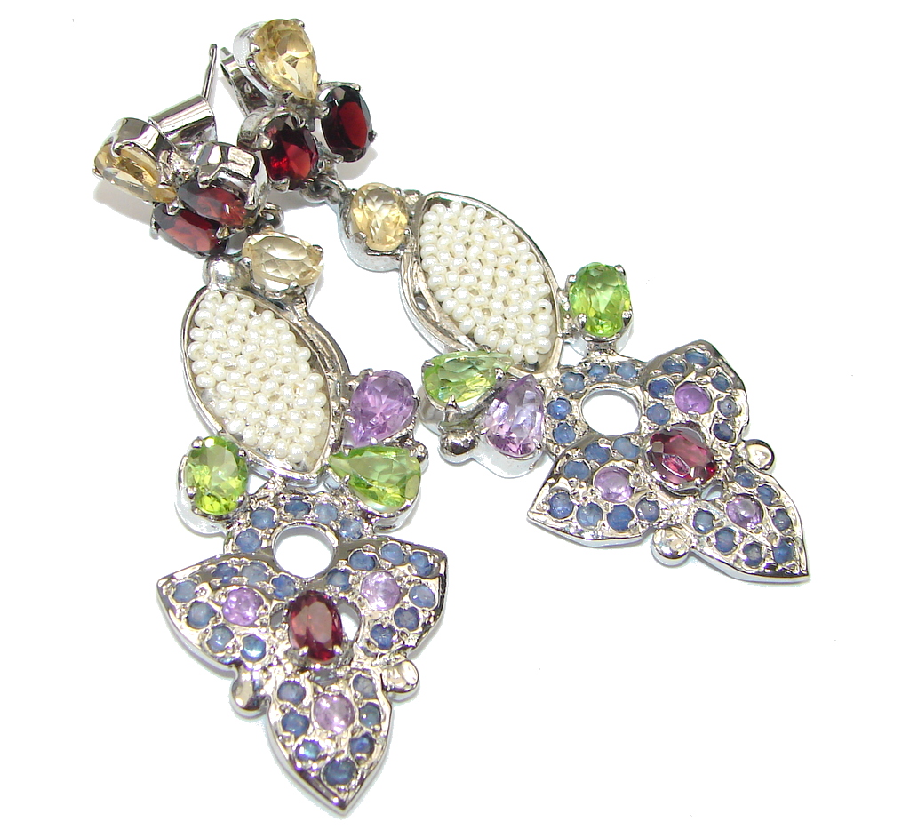 Large! Rich Personality! Purple Amethyst Sterling Silver earrings
