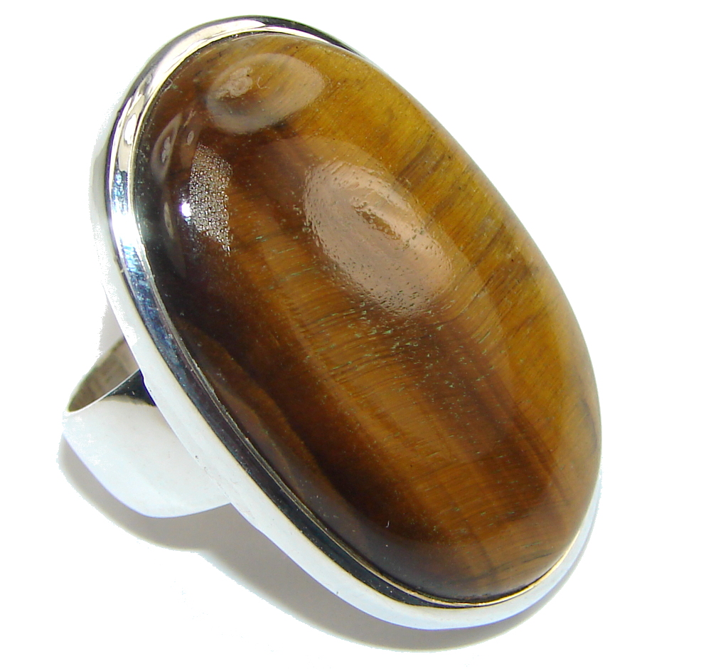 Secret Chamber! AAA Brown Tigers Eye Sterling Silver Ring s. 7 1/4
