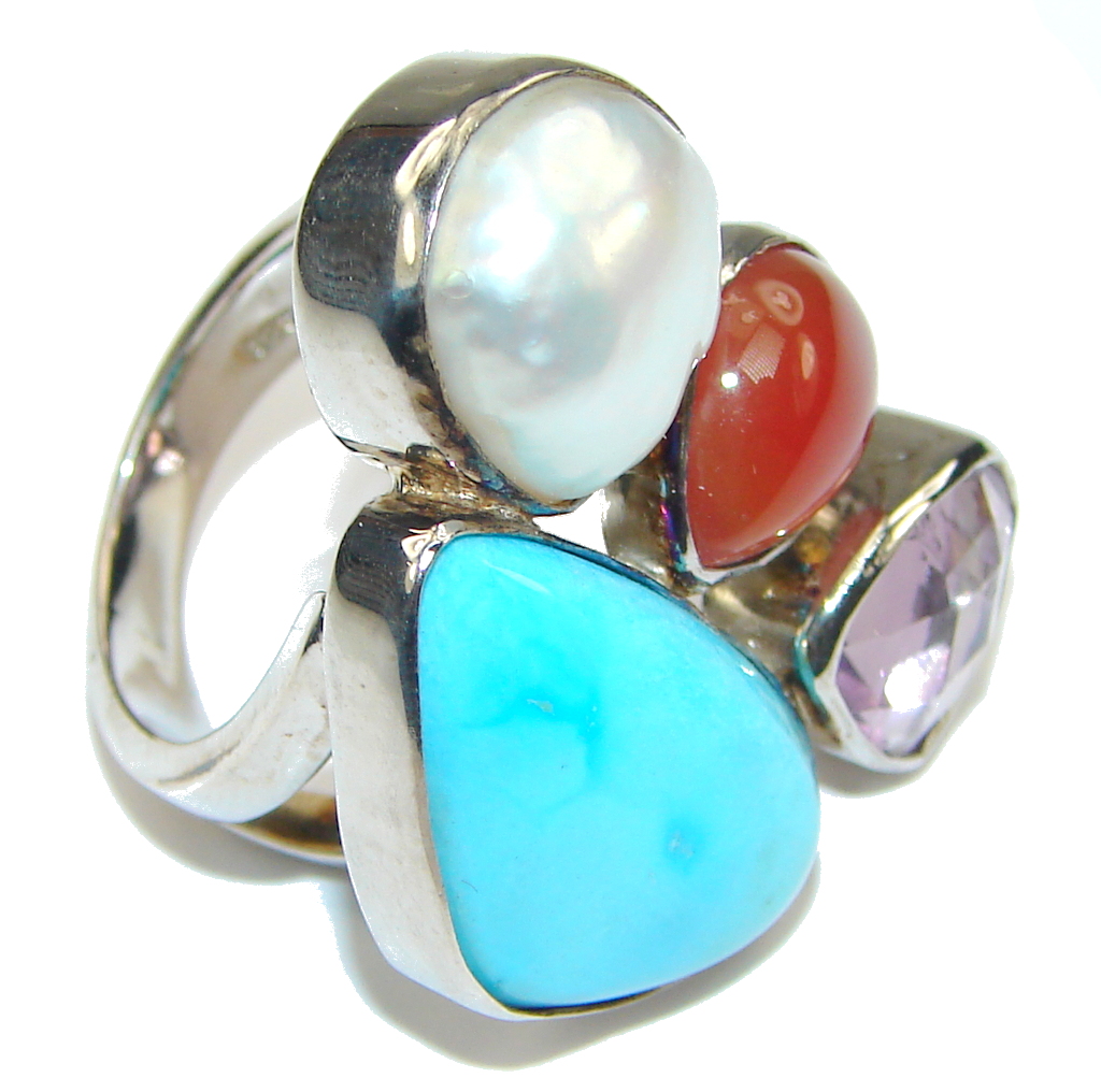Sleeping Beauty! Blue Turquoise Sterling Silver ring s. 6 1/4