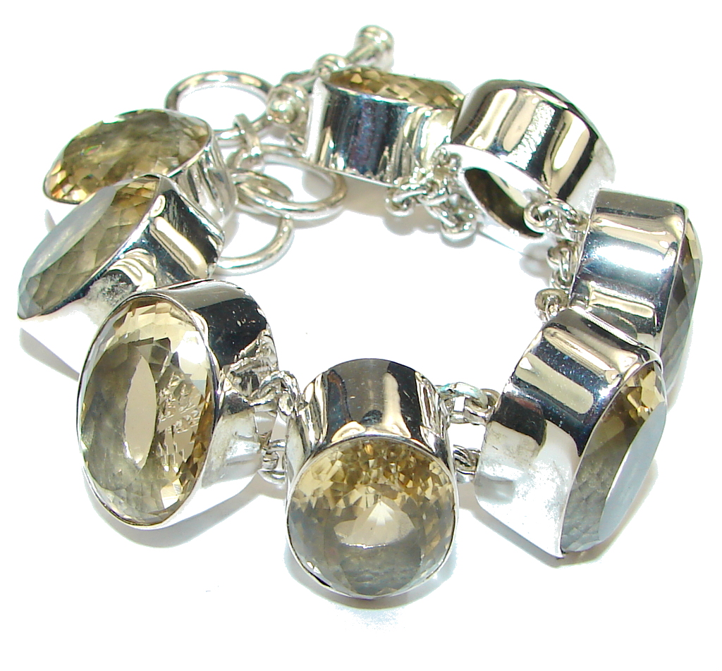 Shining Grace! Yellow Citrine Sterling Silver Bracelet