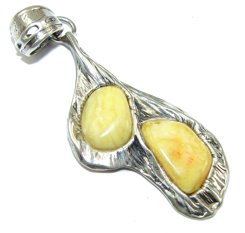 Genuine! Butterscotch Polish Amber Sterling Silver Pendant