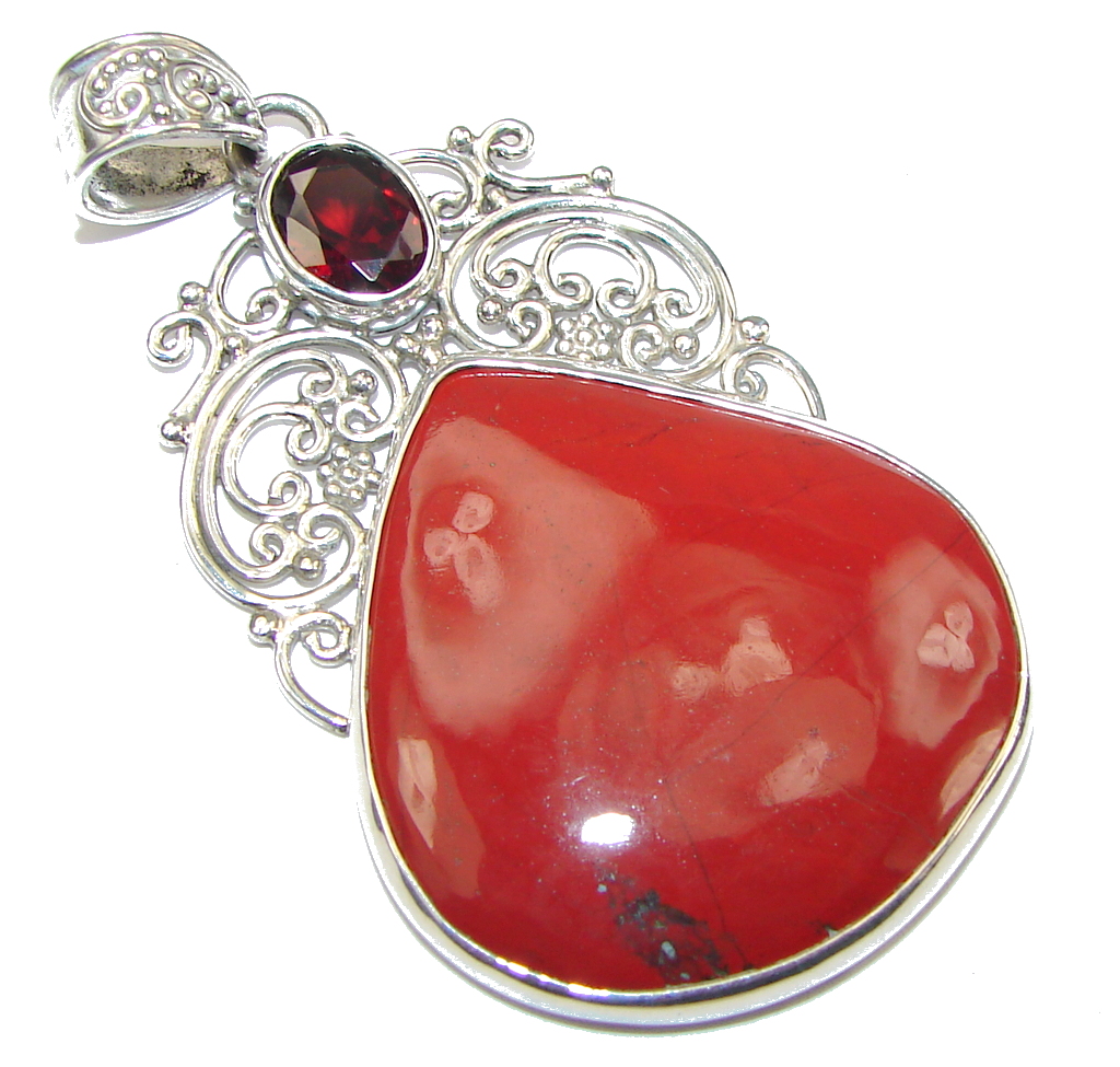 Bali Secret! Red Jasper Sterling Silver Pendant