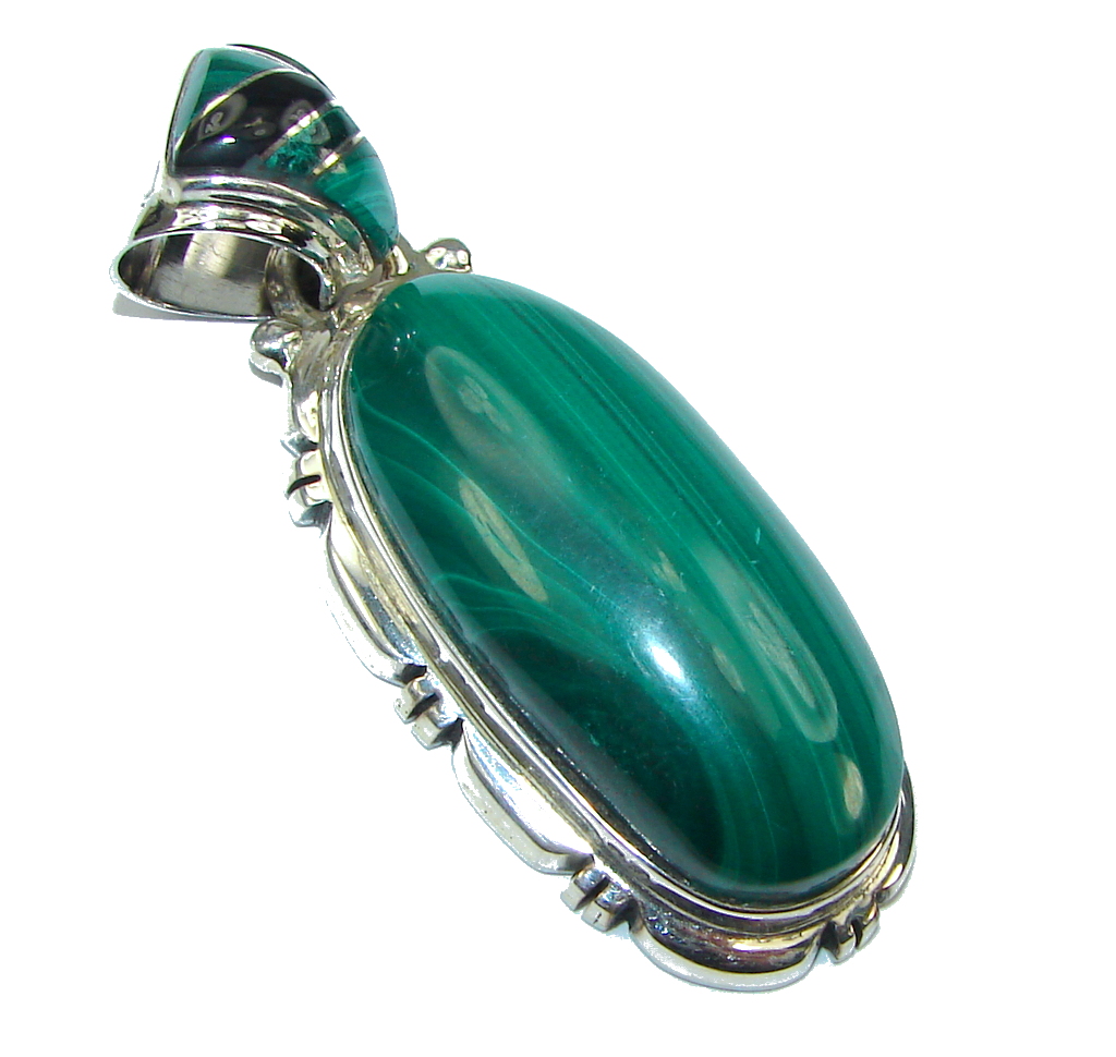 Green Secret! AAA Green Malachite Sterling Silver Pendant