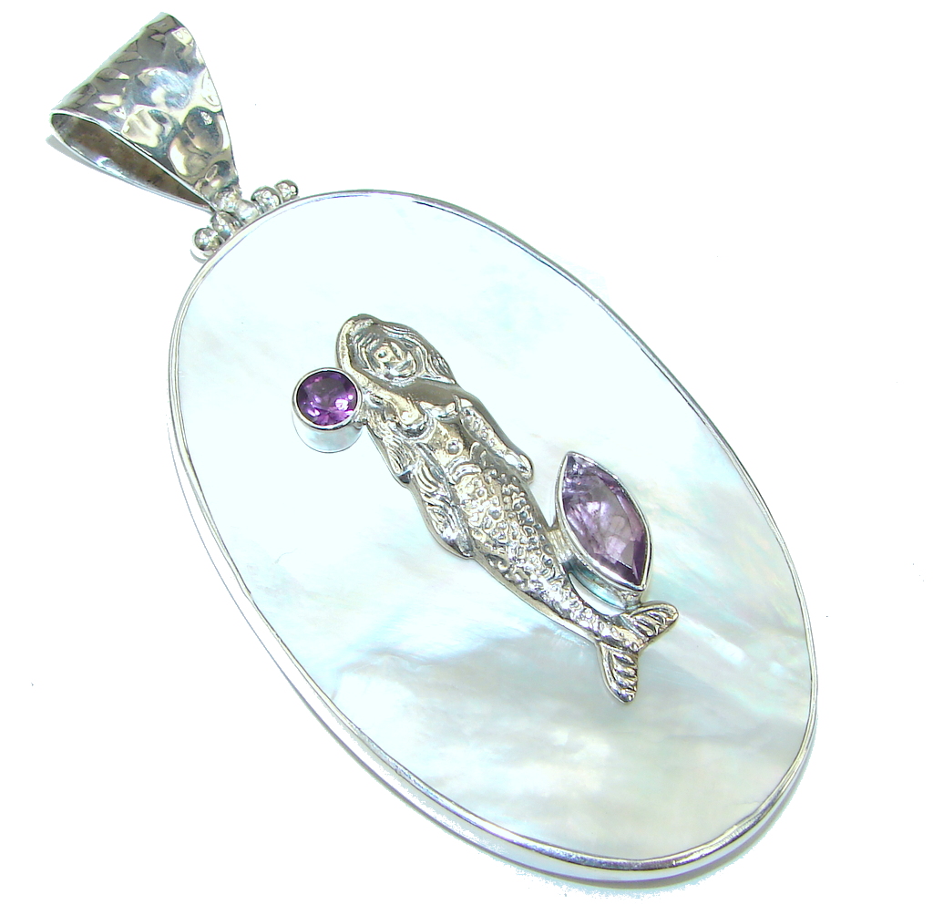 Big! Fashion Silver Blister Pearl, Amethyst Sterling Silver pendant