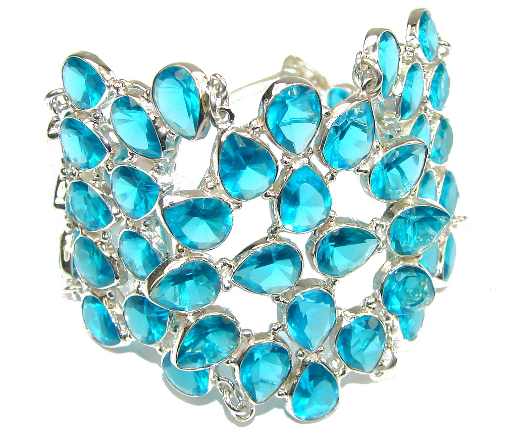 Blue Angel! Created Blue Topaz Sterling Silver Bracelet