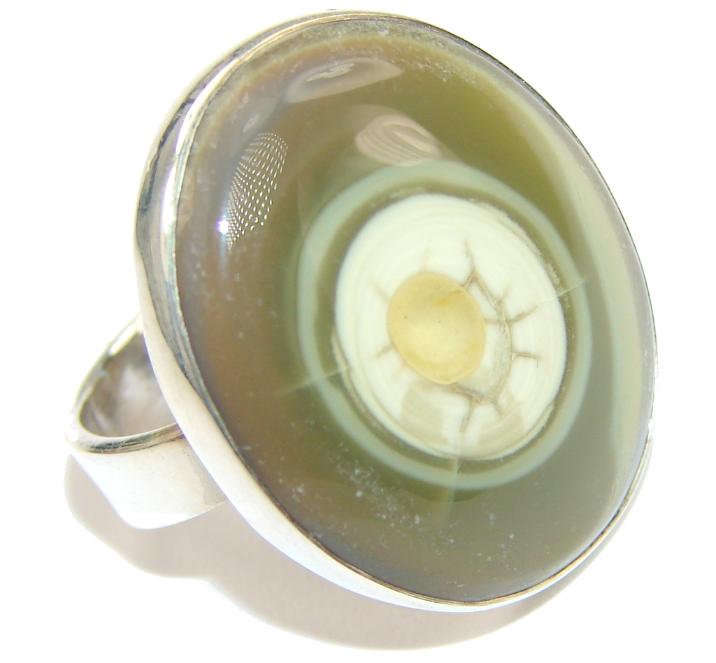 Amazing Green Imperial Jasper Sterling Silver Ring s. 8