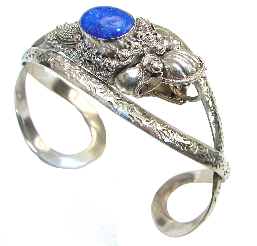 Fashion Dragon! Lapis Lazuli Sterling Silver Bracelet / Cuff