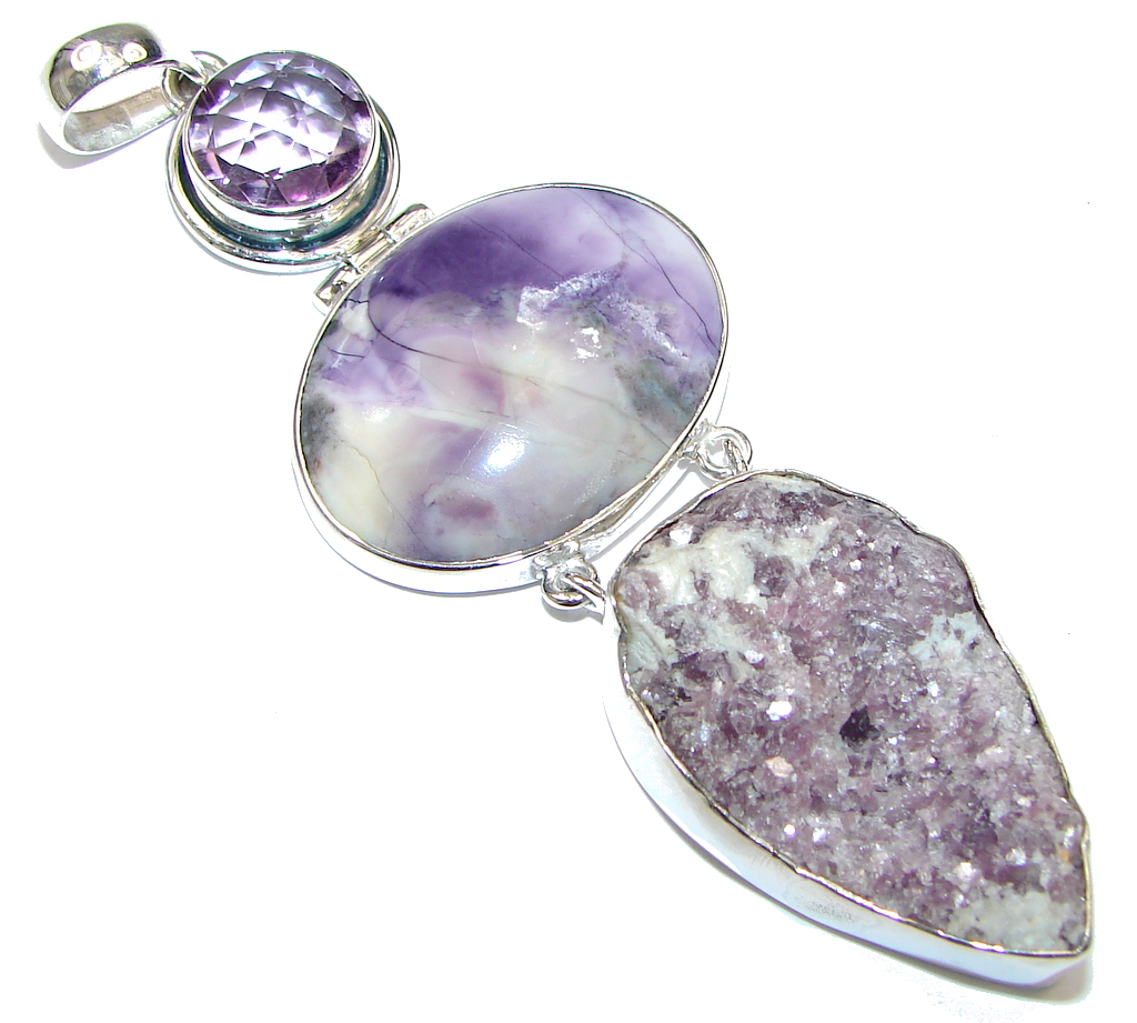 Big! Fabulous Purple Tiffany Jasper Sterling Silver Pendant
