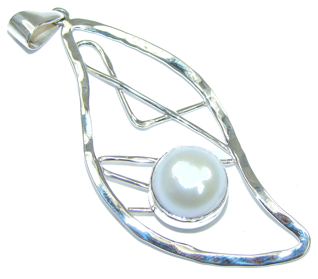 Big! Ice Queen! White Fresh Water Pearl Sterling Silver pendant