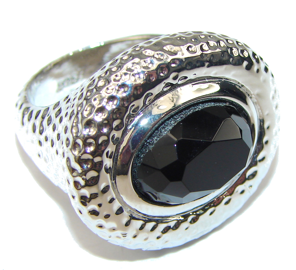 Just Perfect! Heavy Silver Hematite Sterling Silver ring s. 9 1/2