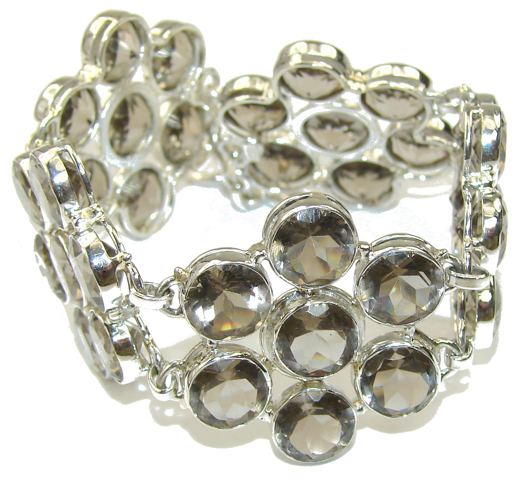 Delicate! Light Brown Smoky Topaz Sterling Silver Bracelet