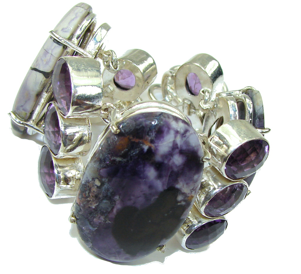 Beautiful! Purple Tiffany Jasper Sterling Silver Bracelet