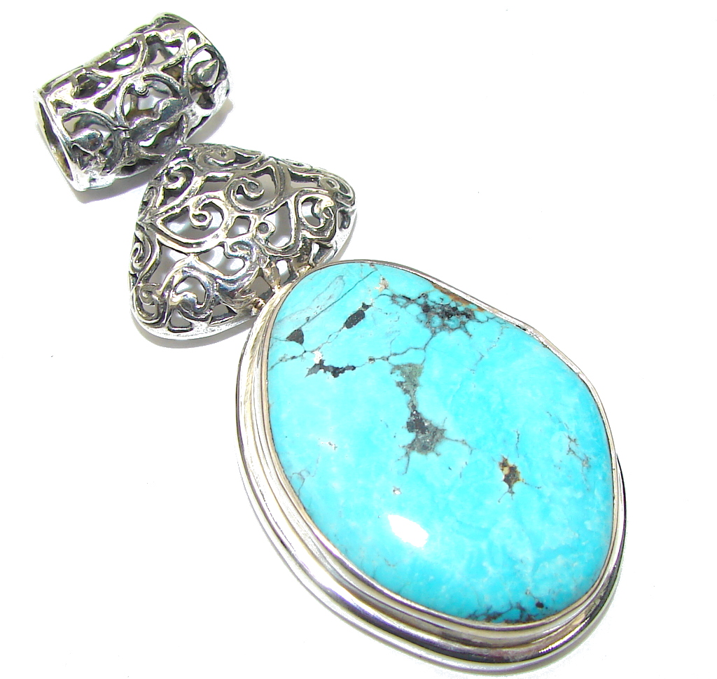 Sleeping Beauty! Blue Turquoise Sterling Silver Pendant