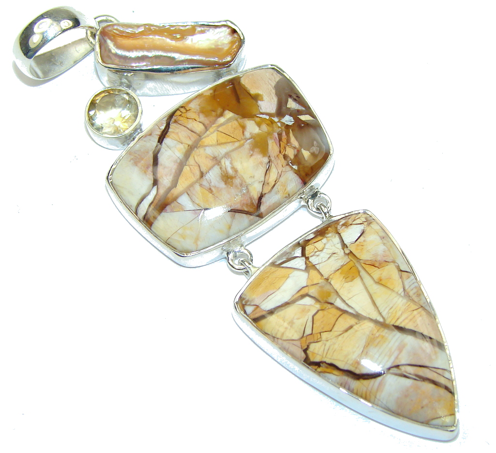 Big! AAA Beauty Burro Creek Jasper Sterling Silver Pendant