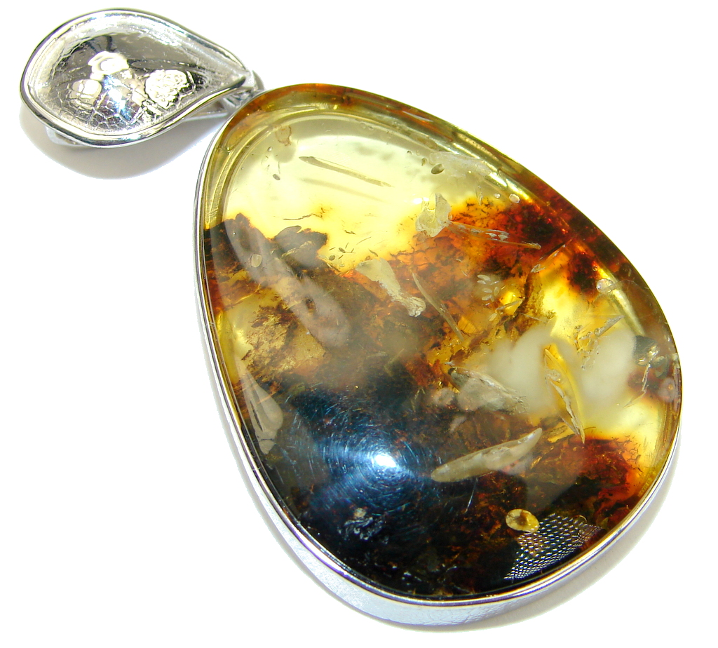 Fashion Secret! AAA Baltic Polish Amber Sterling Silver Pendant