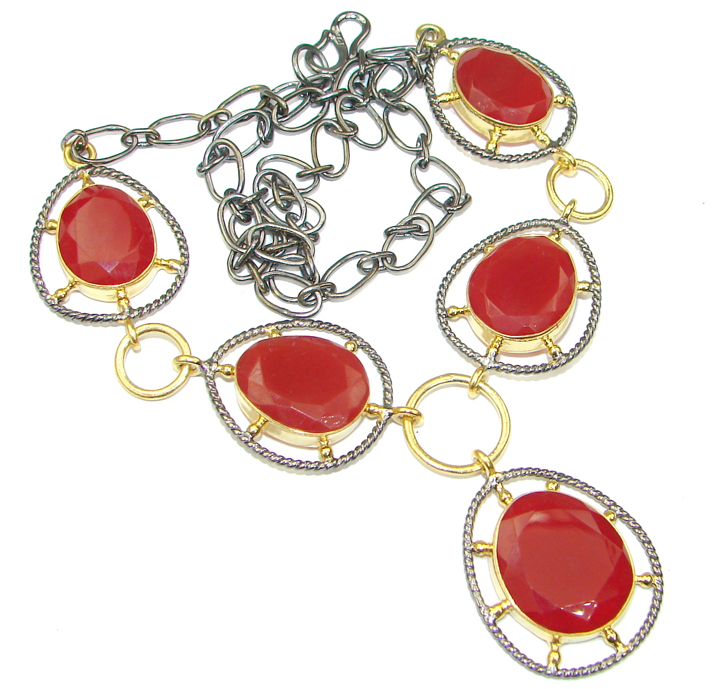 Love And Friendship! Orange Carnelian, Rhodium Plated, Gold Plated Sterling Silver Necklace