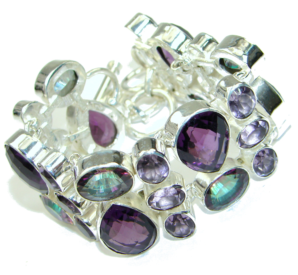 Tropical Glow! Purple Amethyst & Magoc Topaz Sterling Silver Bracelet